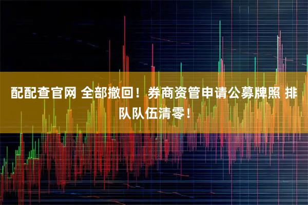 配配查官网 全部撤回！券商资管申请公募牌照 排队队伍清零！